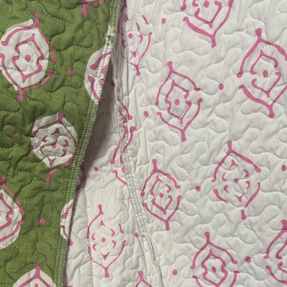 IDA MAE HOME Green Pink Handcrafted Quilted‎ Women's Jacket Abstract Pattern SM - Picture 5 of 13